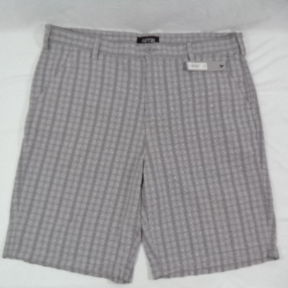 APT 9 Mens Plaid Seersucker Shorts Gray Sz 40 NWT
